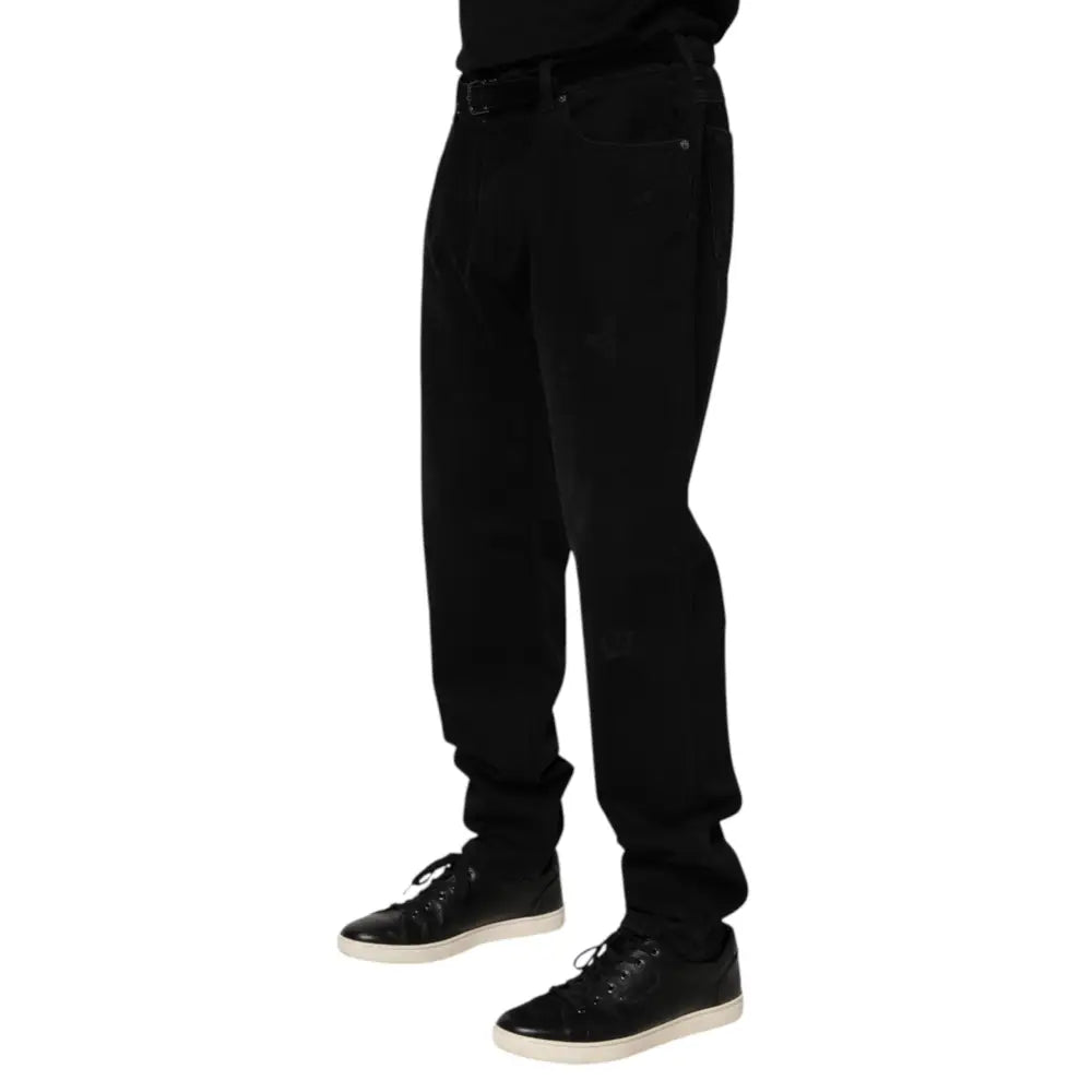 Dolce & Gabbana Black Cotton Regular Denim Men Trouser Jeans