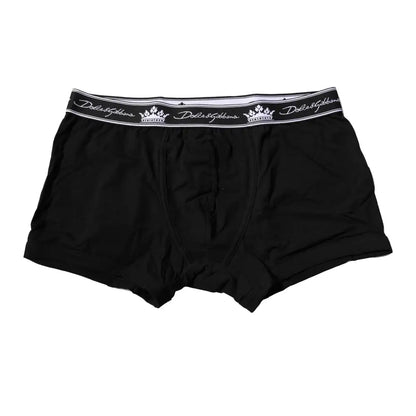 Dolce & Gabbana Black Cotton Stretch Regular Boxer Underwear