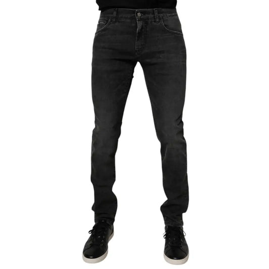 Dolce & Gabbana Black Cotton Stretch Skinny Men Denim Jeans