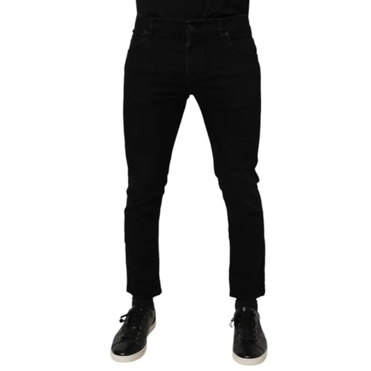 Dolce & Gabbana Black Cotton Stretch Skinny Men Denim Jeans