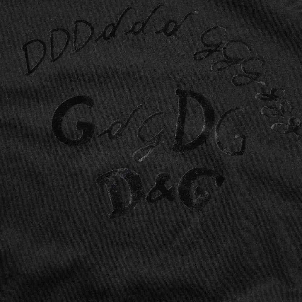 Dolce & Gabbana Black Cotton Velvet Logo Print Men T-shirt