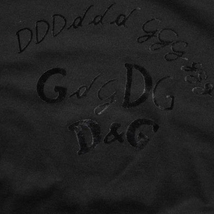 Dolce & Gabbana Black Cotton Velvet Logo Print Men T-shirt