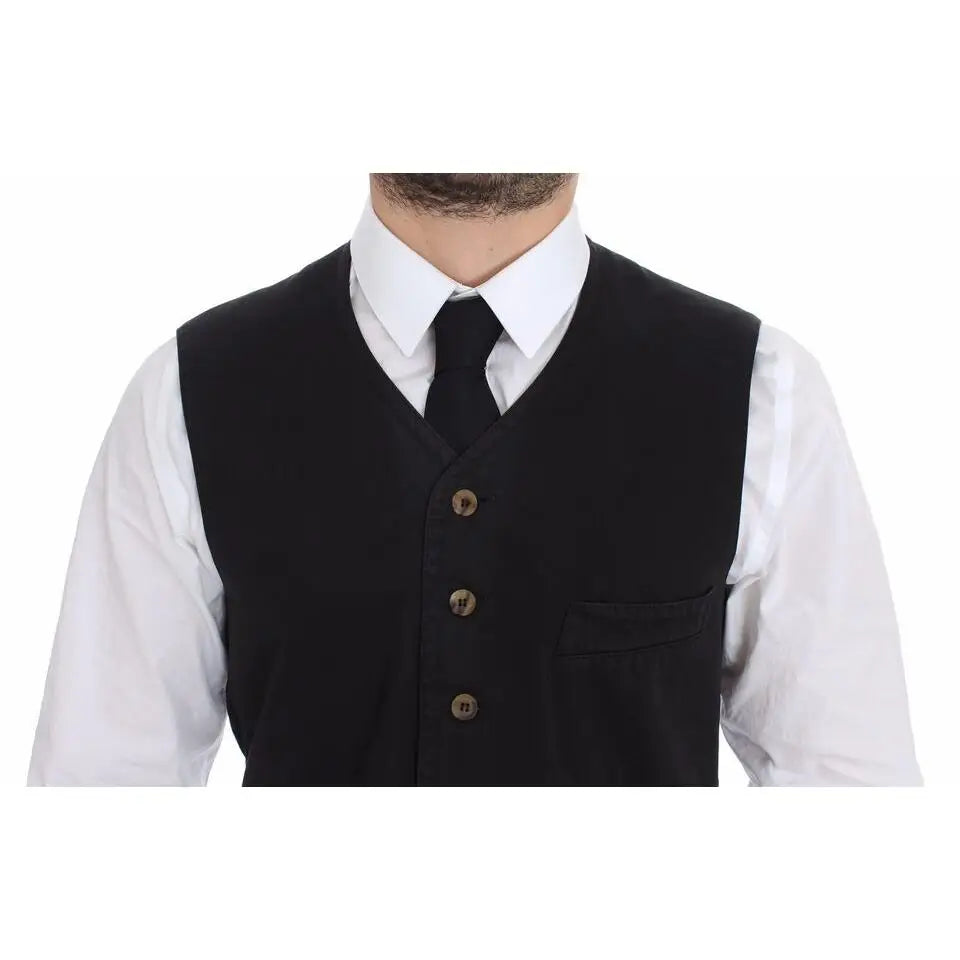 Dolce & Gabbana Black Cotton Viscose Dress Vest Blazer