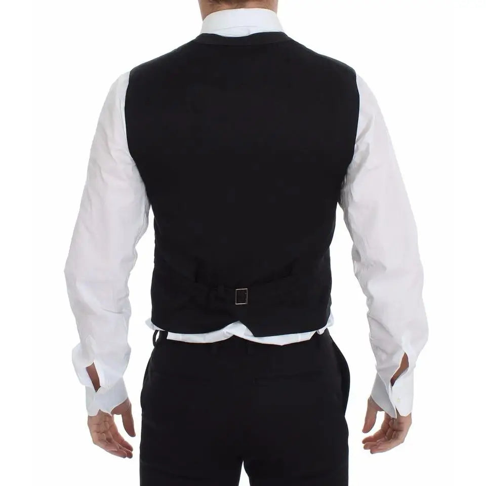 Dolce & Gabbana Black Cotton Viscose Dress Vest Blazer