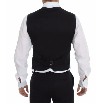 Dolce & Gabbana Black Cotton Viscose Dress Vest Blazer