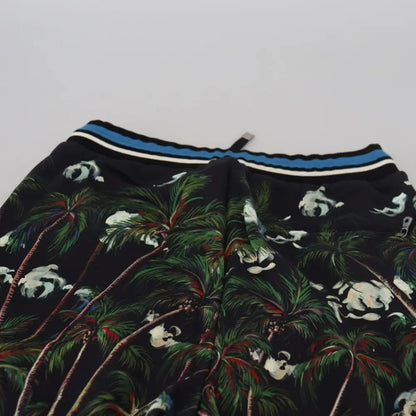 Dolce & Gabbana Black Cotton Volcano Print Casual Shorts