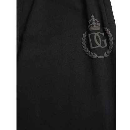 Sort Dolce & Gabbana sorte DG-logo med krone og laurbær på skinny jogger bukser