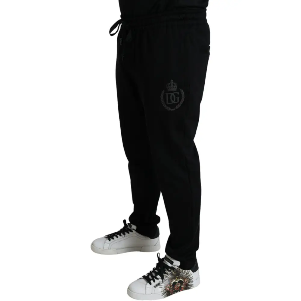 Sorte Dolce & Gabbana jogger sweatpants med DG-logo på låret