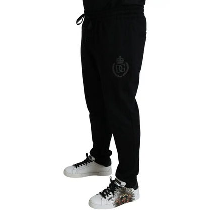 Sorte Dolce & Gabbana jogger sweatpants med DG-logo på låret