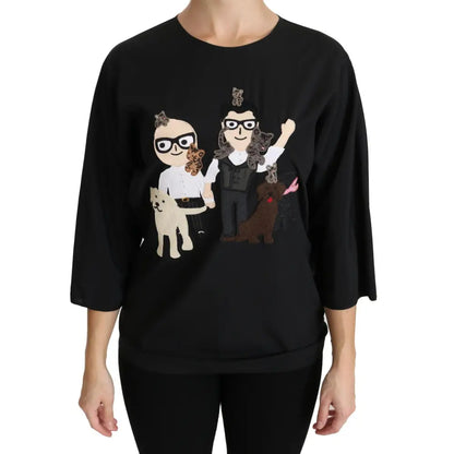 Dolce & Gabbana Black #dgfamily Top T-shirt Silk Blouse
