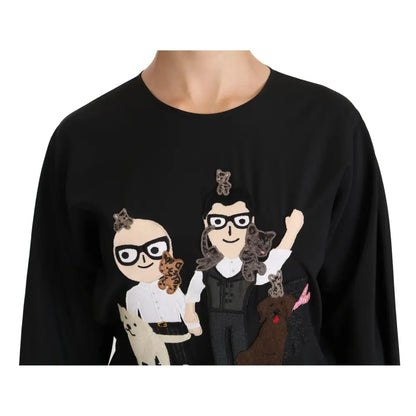 Dolce & Gabbana Black #dgfamily Top T-shirt Silk Blouse