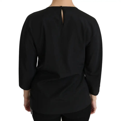 Dolce & Gabbana Black #dgfamily Top T-shirt Silk Blouse