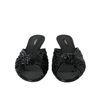 Dolce & Gabbana gabbana black exotic snakeskin mules med knude og mesh-sål