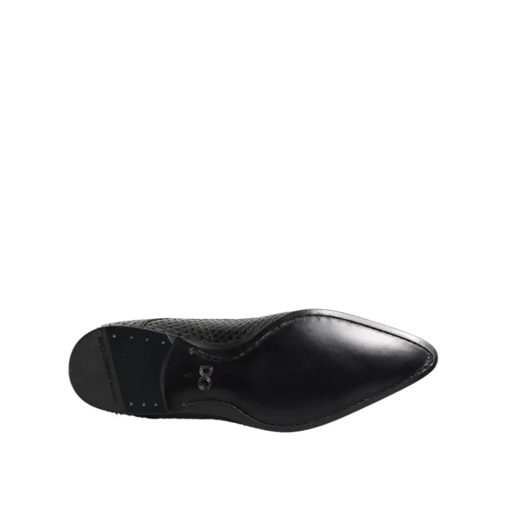 Dolce & Gabbana sorte eksotiske læder snørebånd derby sko i sort med perforeret hæl