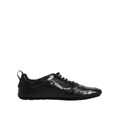 Dolce & Gabbana Black Exotic Leather Low Top Sneakers Shoes