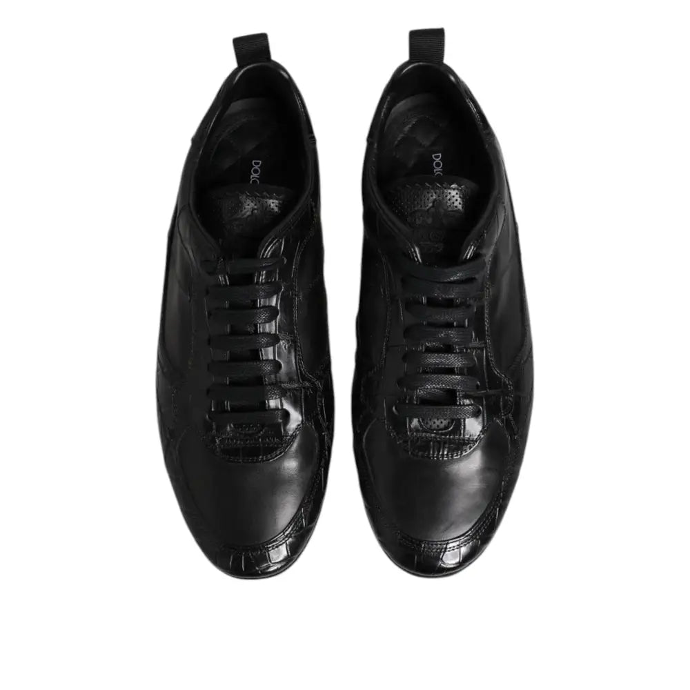 Dolce & Gabbana Black Exotic Leather Low Top Sneakers Shoes