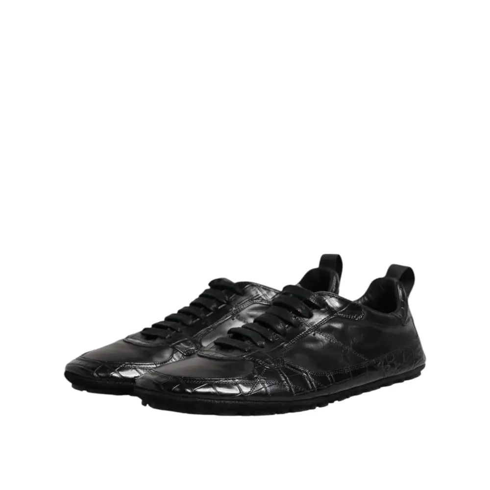 Dolce & Gabbana Black Exotic Leather Low Top Sneakers Shoes