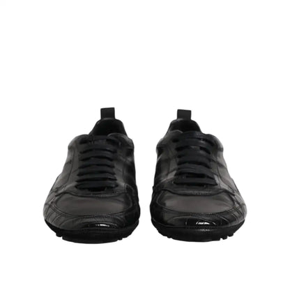 Dolce & Gabbana Black Exotic Leather Low Top Sneakers Shoes