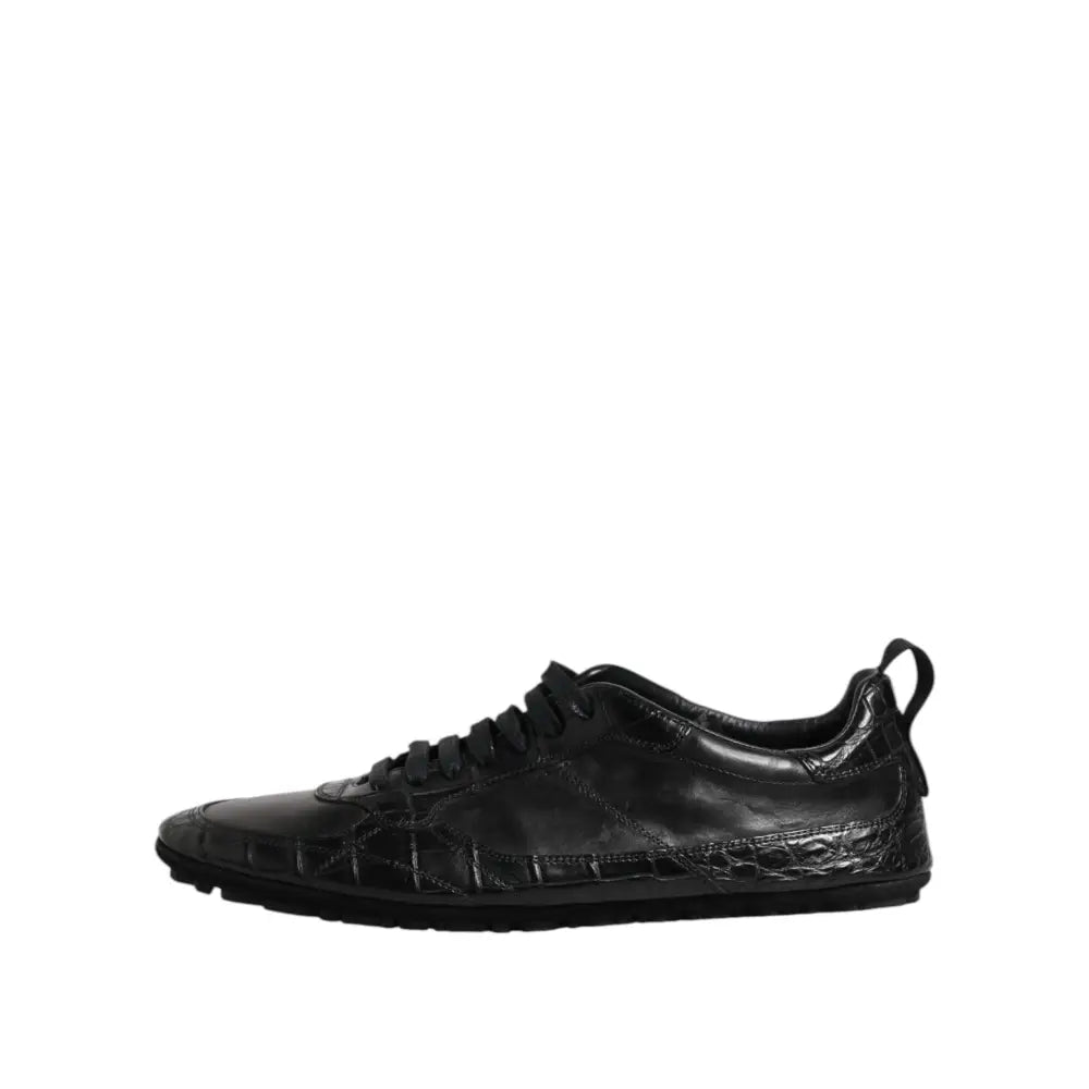 Dolce & Gabbana Black Exotic Leather Low Top Sneakers Shoes