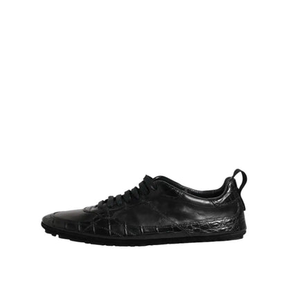 Dolce & Gabbana Black Exotic Leather Low Top Sneakers Shoes