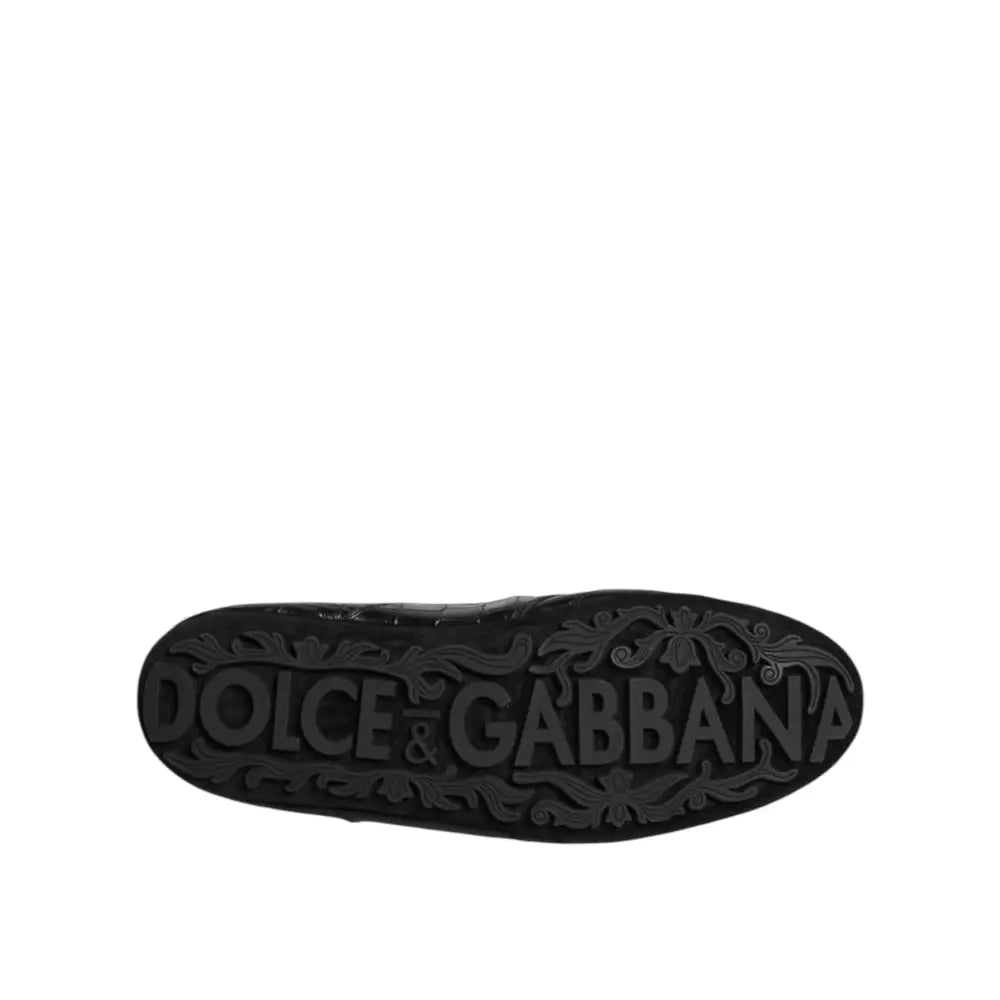 Dolce & Gabbana Black Exotic Leather Low Top Sneakers Shoes
