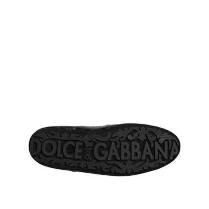 Dolce & Gabbana Black Exotic Leather Low Top Sneakers Shoes
