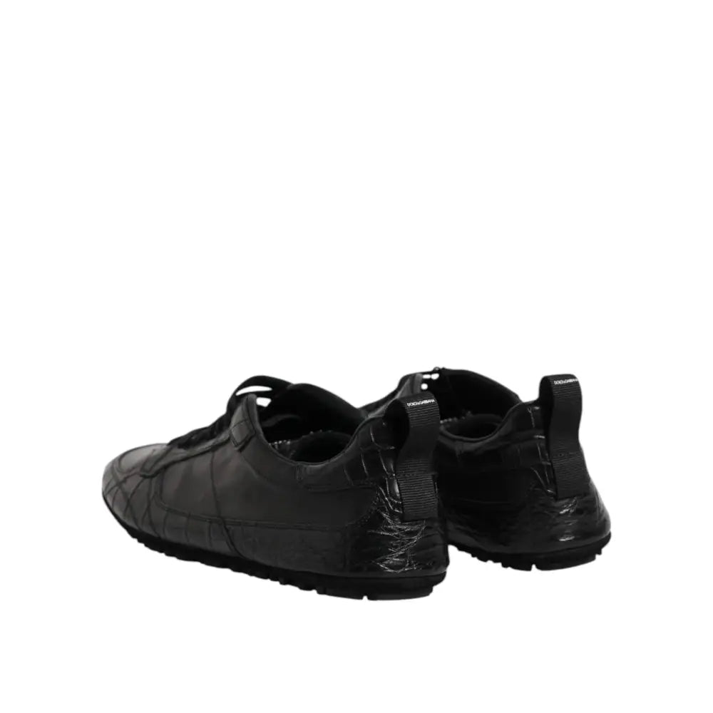 Dolce & Gabbana Black Exotic Leather Low Top Sneakers Shoes