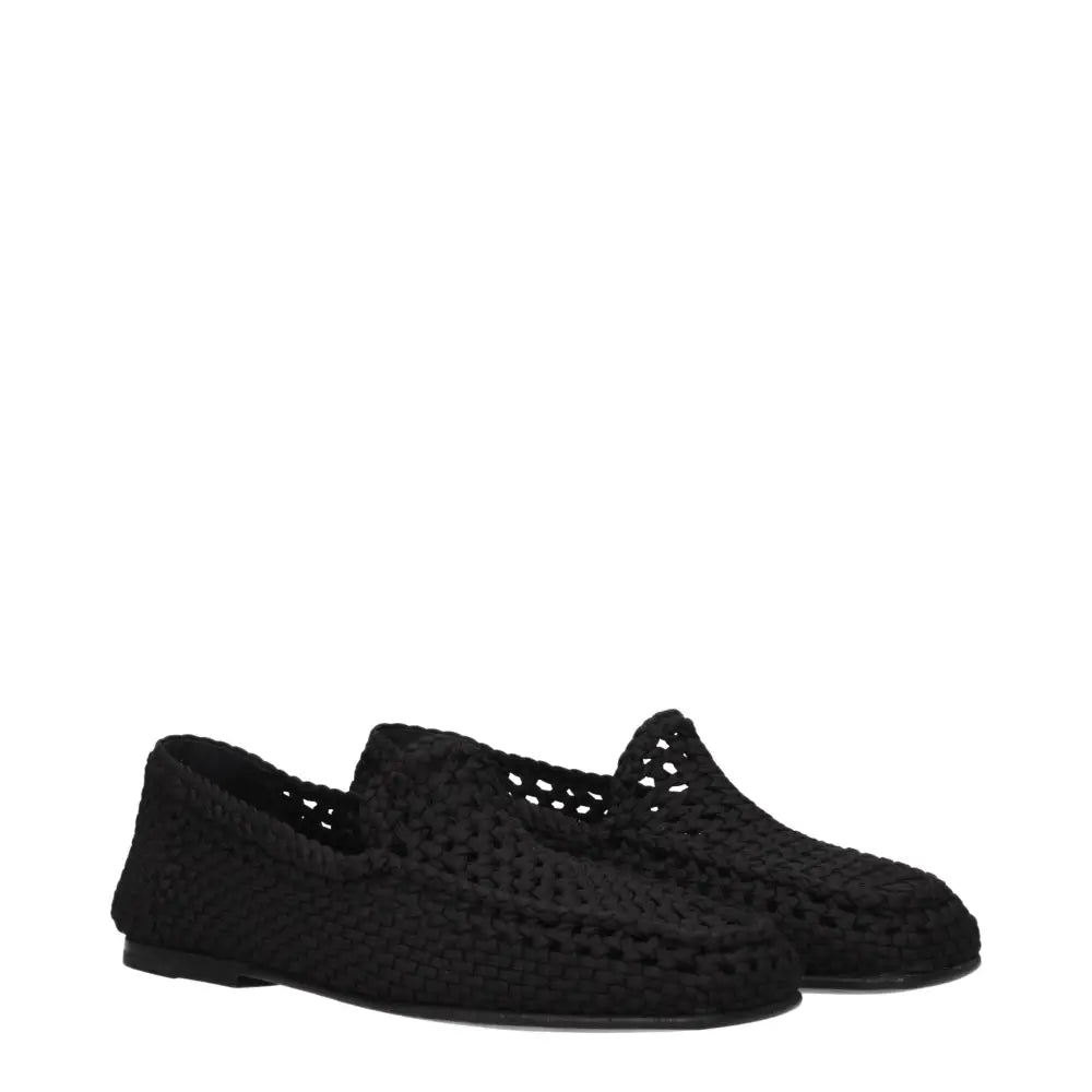 Dolce & Gabbana Black Fabric Slip-On Loafers - Loafers