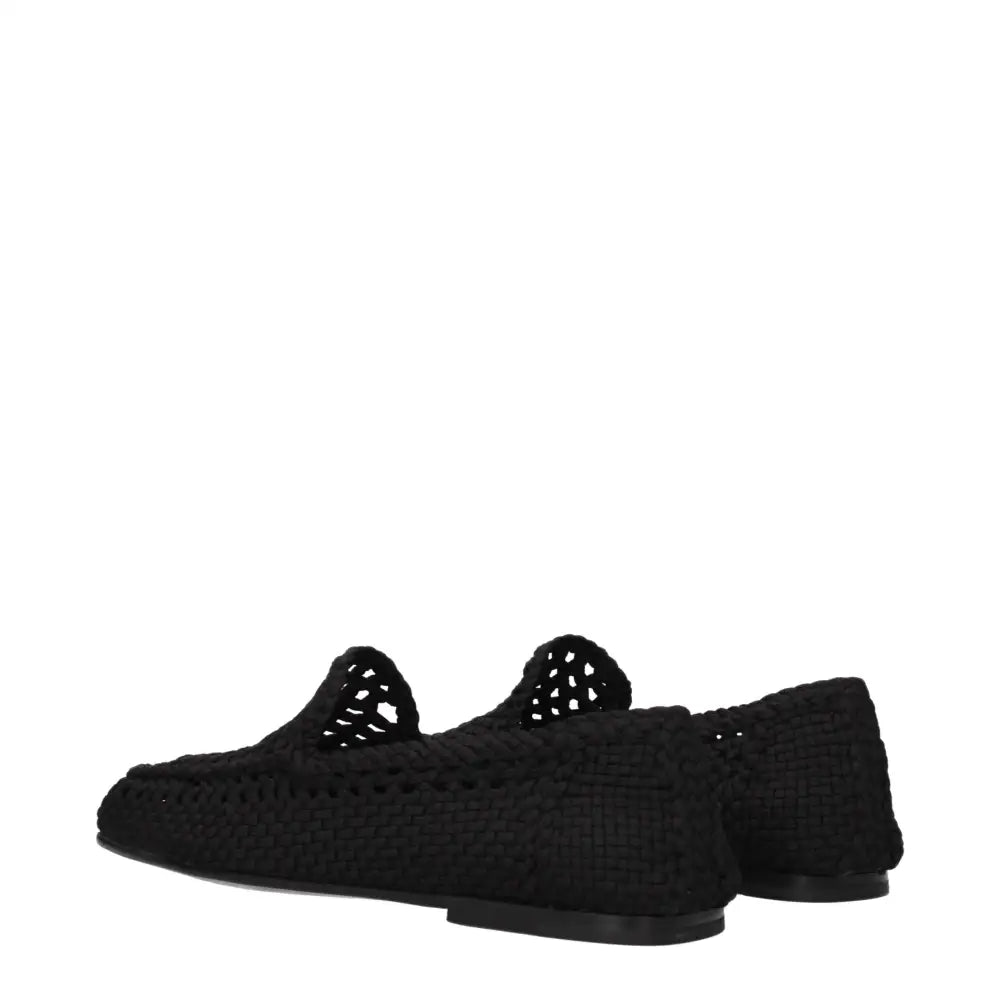 Dolce & Gabbana Black Fabric Slip-On Loafers - Loafers