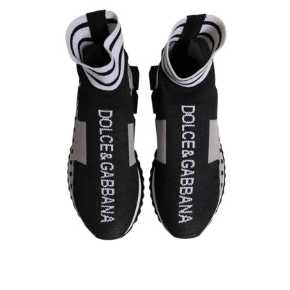 Dolce & Gabbana Black Gray Sorrento Socks Women Sneakers Shoes