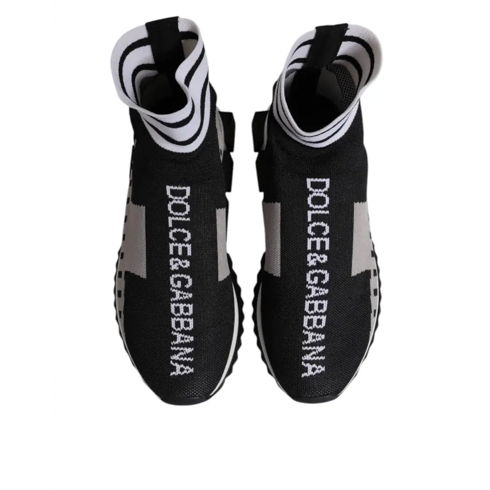 Dolce & Gabbana sorte grå Sorrento sokkesneakers til kvinder, 100% originale