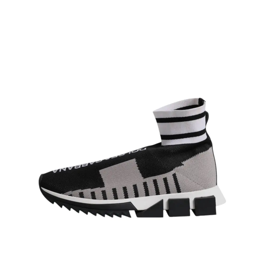 Dolce & Gabbana Black Gray Sorrento Socks Women Sneakers Shoes