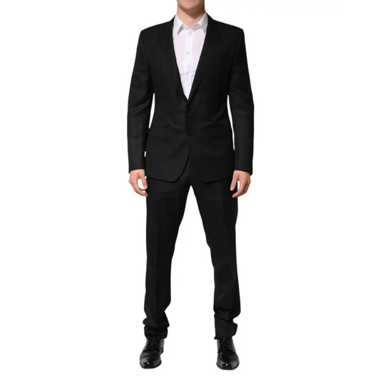 Dolce & Gabbana black jacquard single breasted suit med moderne snit