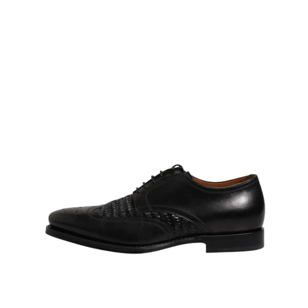Dolce & Gabbana Black Leather Derby Wingtip Lace Up Formal Dress Shoes