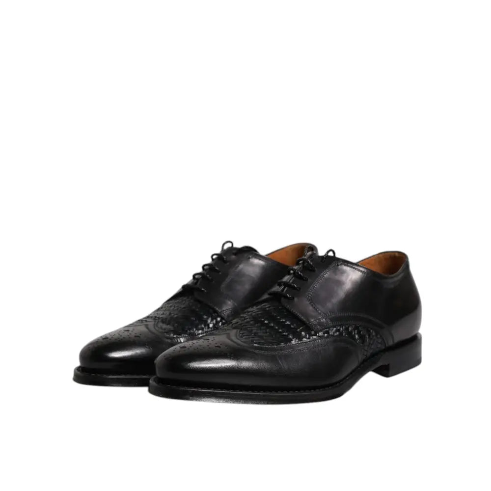 Dolce & Gabbana Black Leather Derby Wingtip Lace Up Formal Dress Shoes