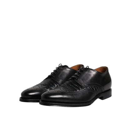 Dolce & Gabbana Black Leather Derby Wingtip Lace Up Formal Dress Shoes