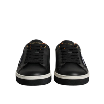 Dolce & Gabbana Black Leather Low Top Men Sneakers Shoes