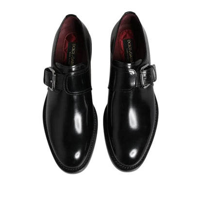 Dolce & Gabbana Black Leather Monk Strap Derby Formal Shoes