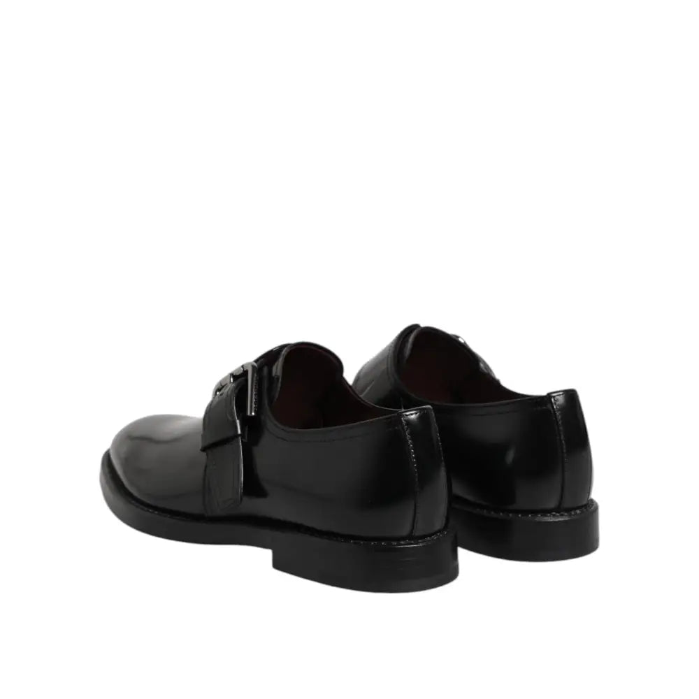 Dolce & Gabbana Black Leather Monk Strap Derby Formal Shoes