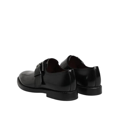Dolce & Gabbana Black Leather Monk Strap Derby Formal Shoes