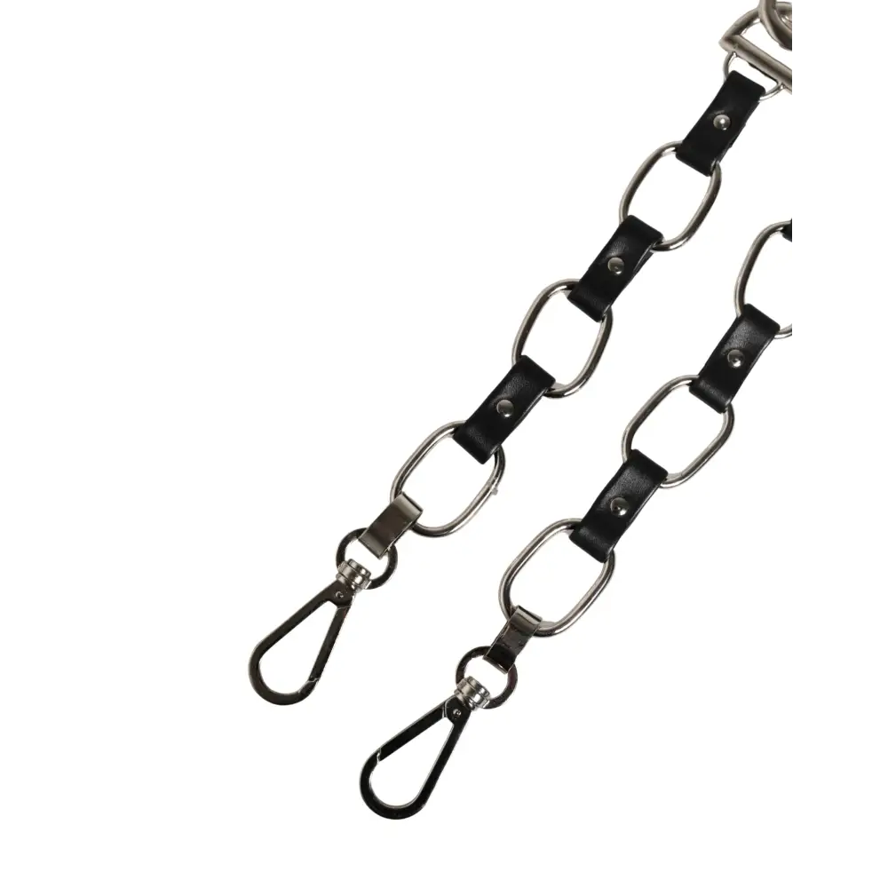 Dolce & Gabbana gabbana black leather strap with silver chain links and hooks