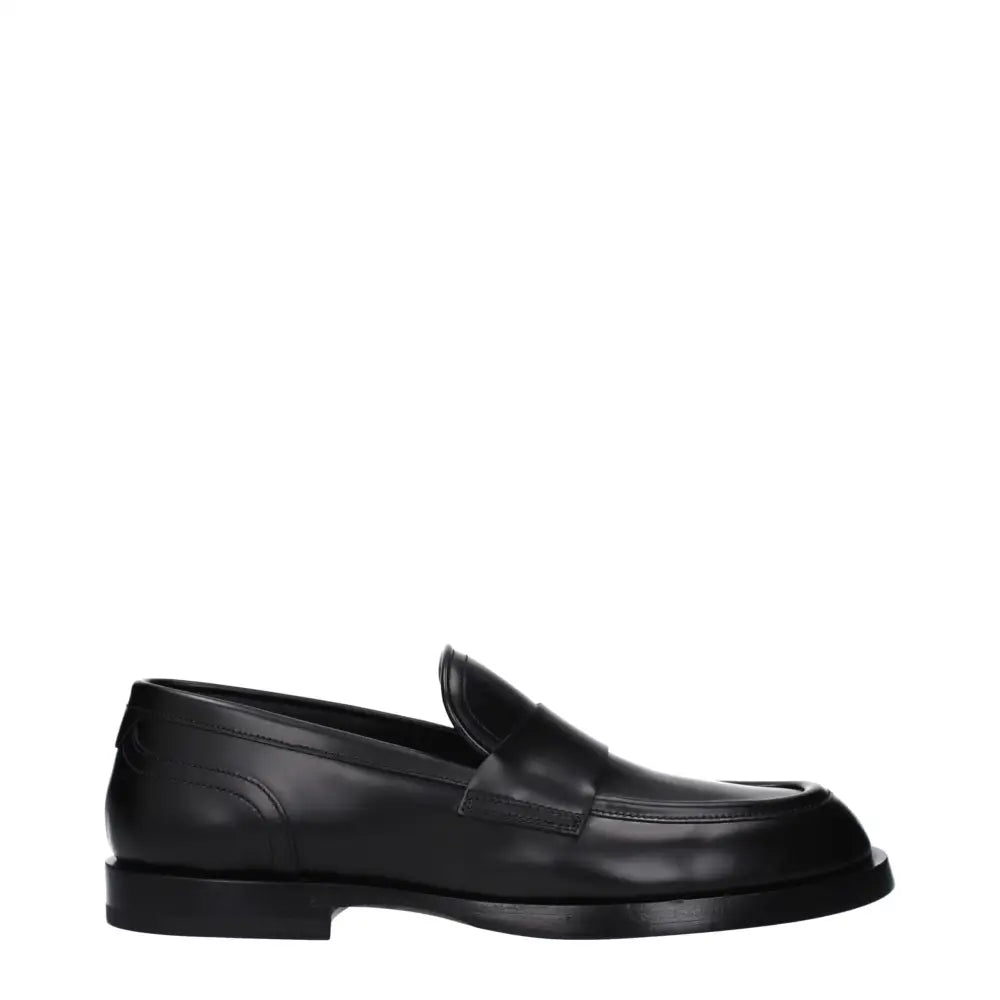 Dolce & Gabbana Black Leather Slip-On Loafers