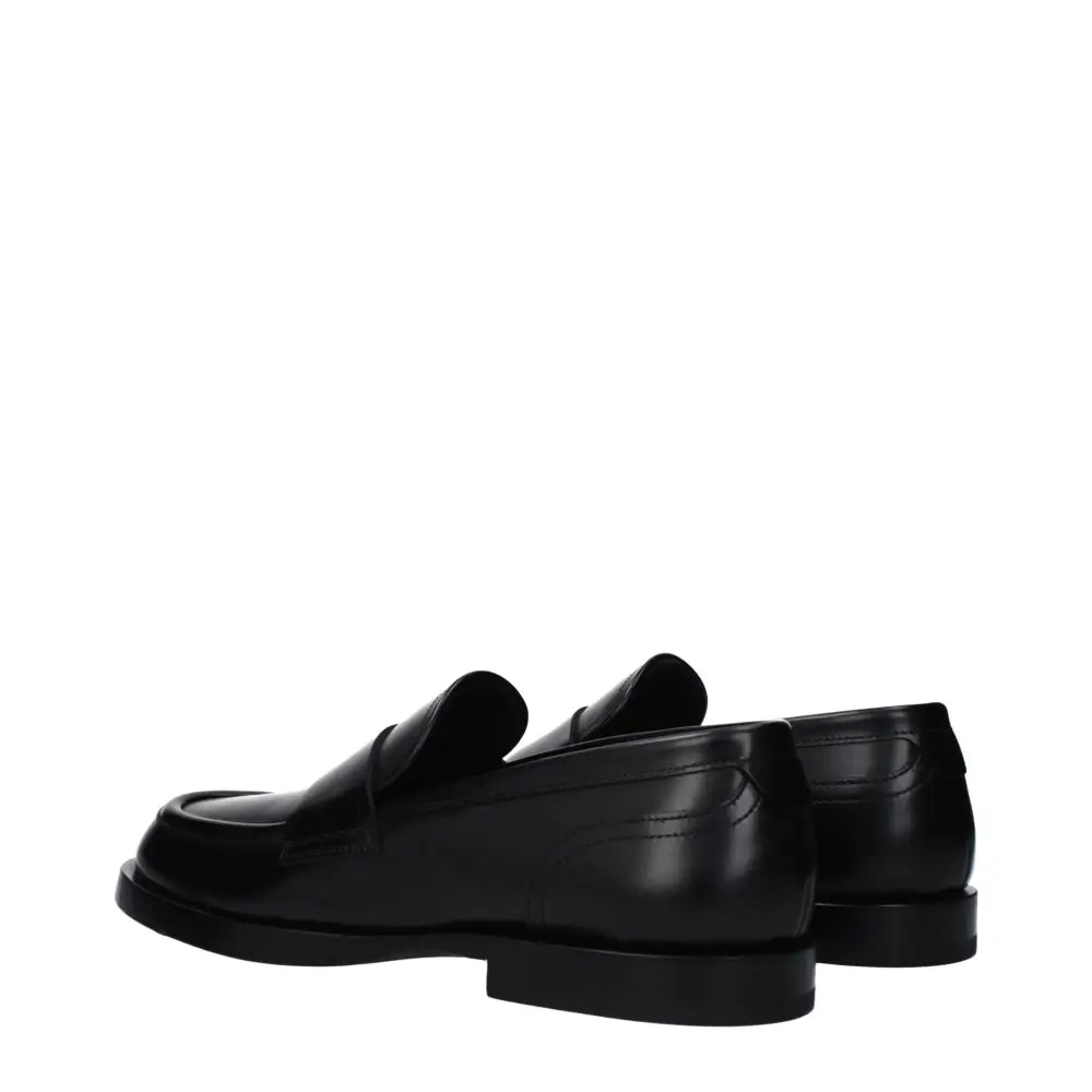 Dolce & Gabbana Black Leather Slip-On Loafers