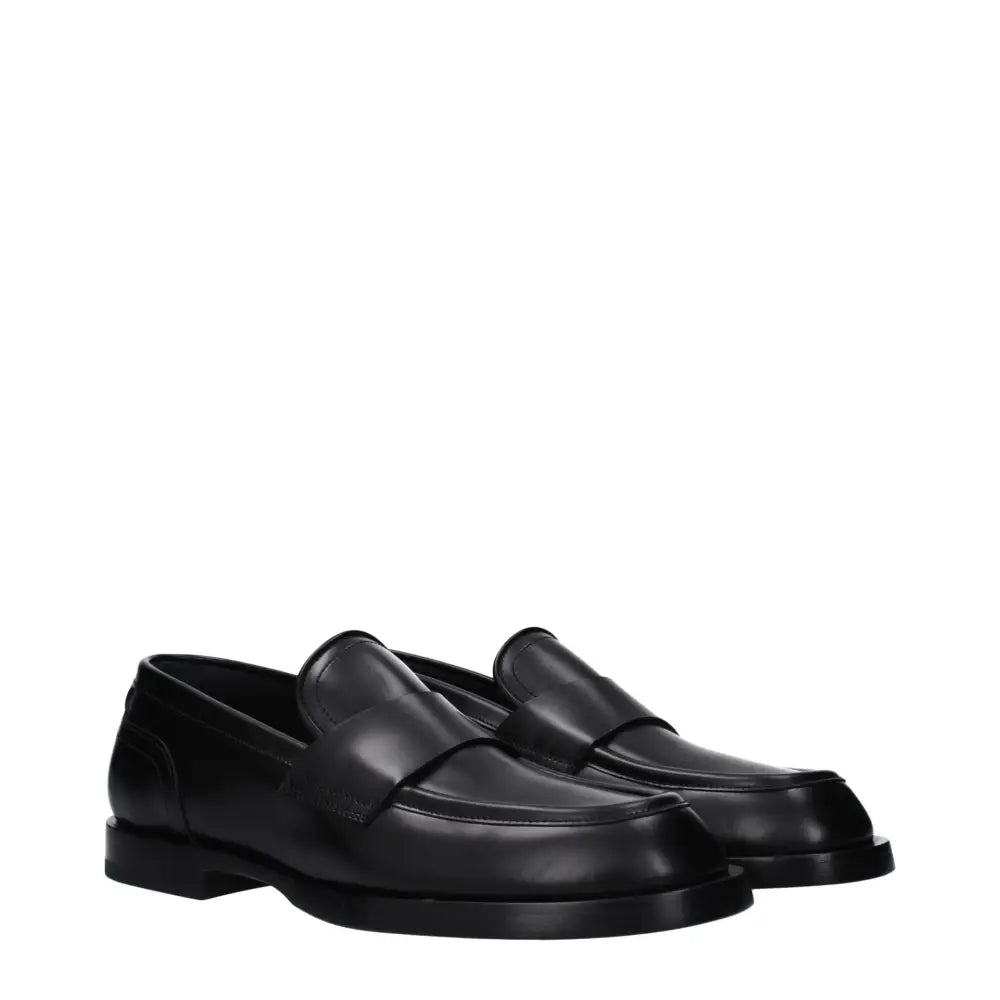 Dolce & Gabbana Black Leather Slip-On Loafers