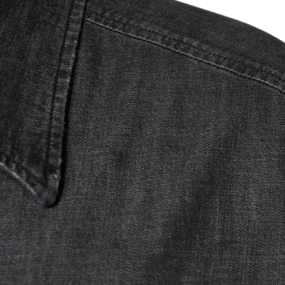 Dolce & Gabbana Black Logo Cotton Button Down Denim Shirt