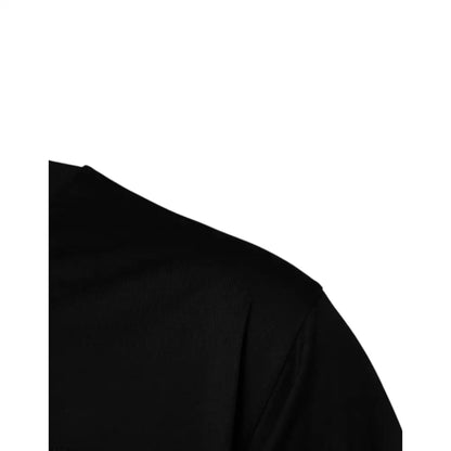 Dolce & Gabbana Black Logo Patch Cotton Crew Neck T-shirt