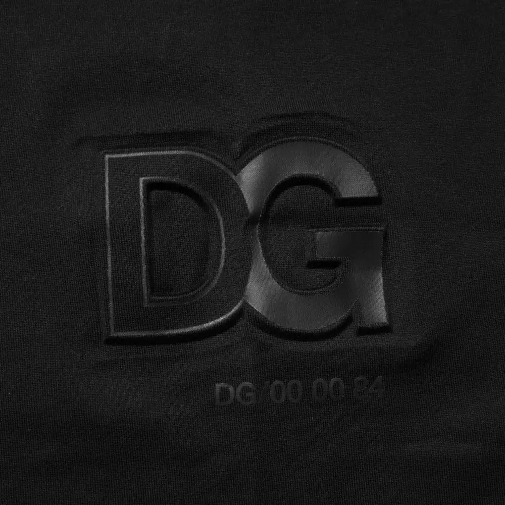 Dolce & Gabbana Black Logo Patch Cotton Men Crew Neck T-shirt