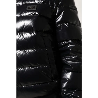 Dolce & Gabbana Black Logo Plaque Full Zip Puffer Jacket