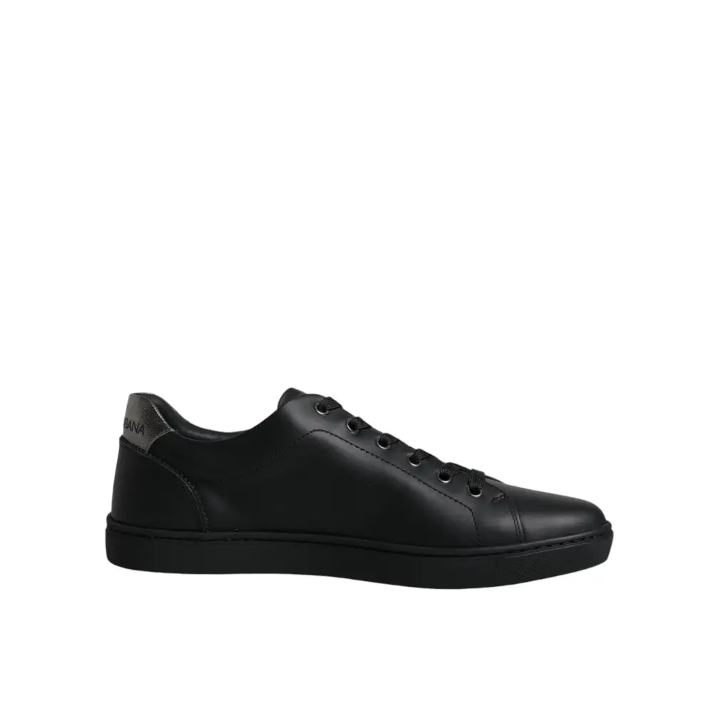 Sorte lædersneaker Dolce & Gabbana Black London Sacred Heart med minimalistisk design