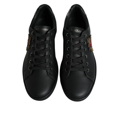 Dolce & Gabbana black London sacred heart sneakers with tiger patches